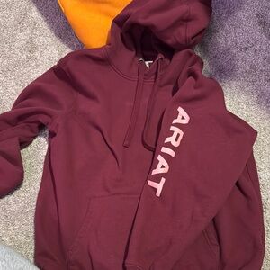 Ariat Burgundy Hoodie with Pink Logo